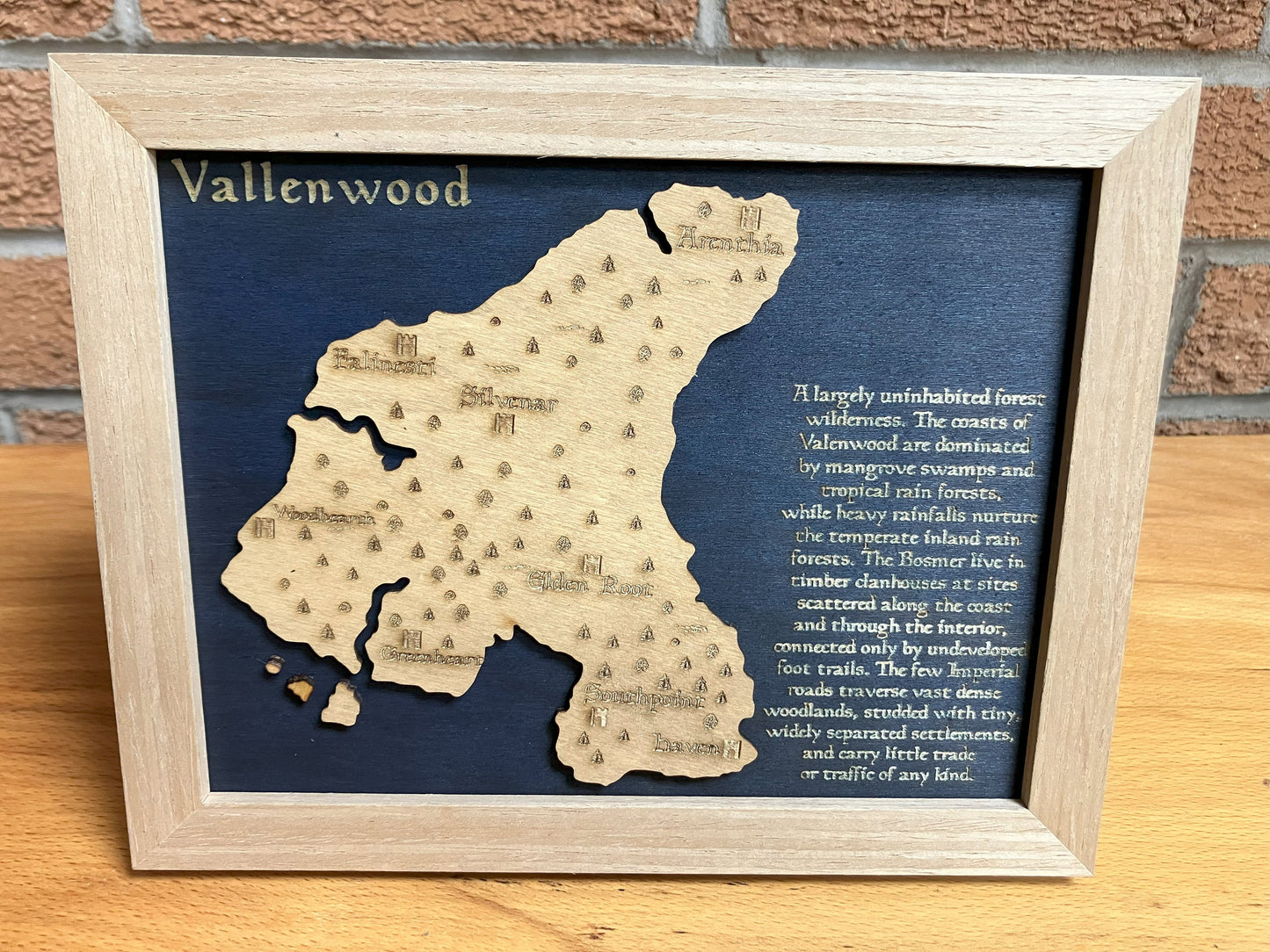 Vallenwood - Tamriel - Elder Scrolls 3D Relief Map Wooden Art Picture
