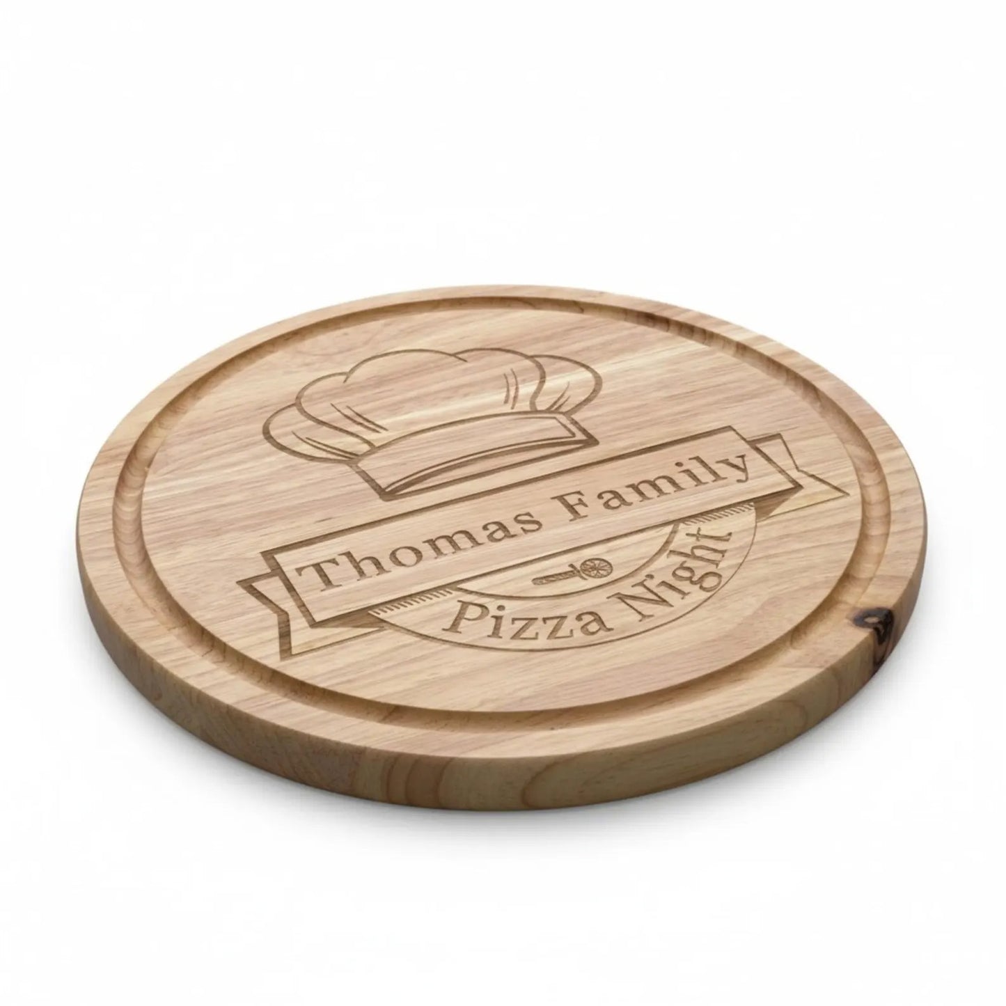 Personalised Round Pizza, presentation, charcuterie, chopping board