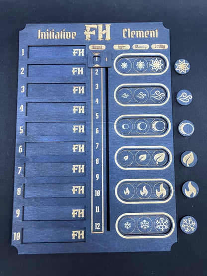 Gloomhaven - Frosthaven - Jaws of the Lion - Initiative and Element Tracker Combo and optional Character Tags