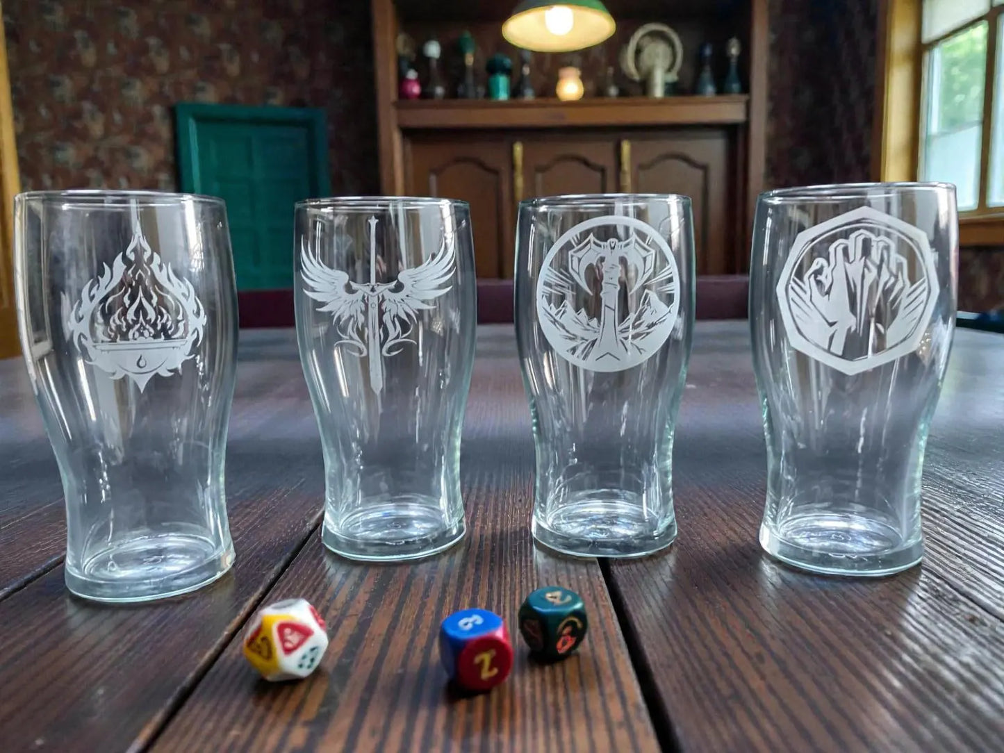 Engraved DnD Character  Pint Glasses choose from 12 designs