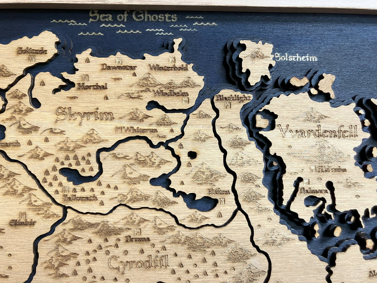 Tamriel 3D Relief Map Wooden Wall Art, another view