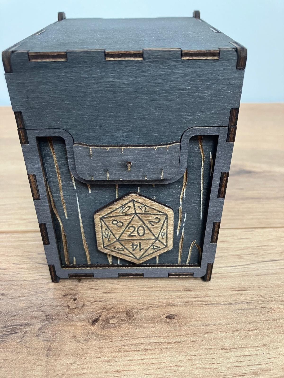 Wooden Deck Box with integrated wooden hinges