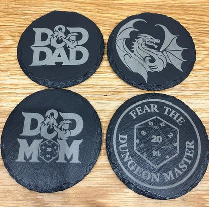 Dungeons and Dragons themed Slate Coasters 24 Options