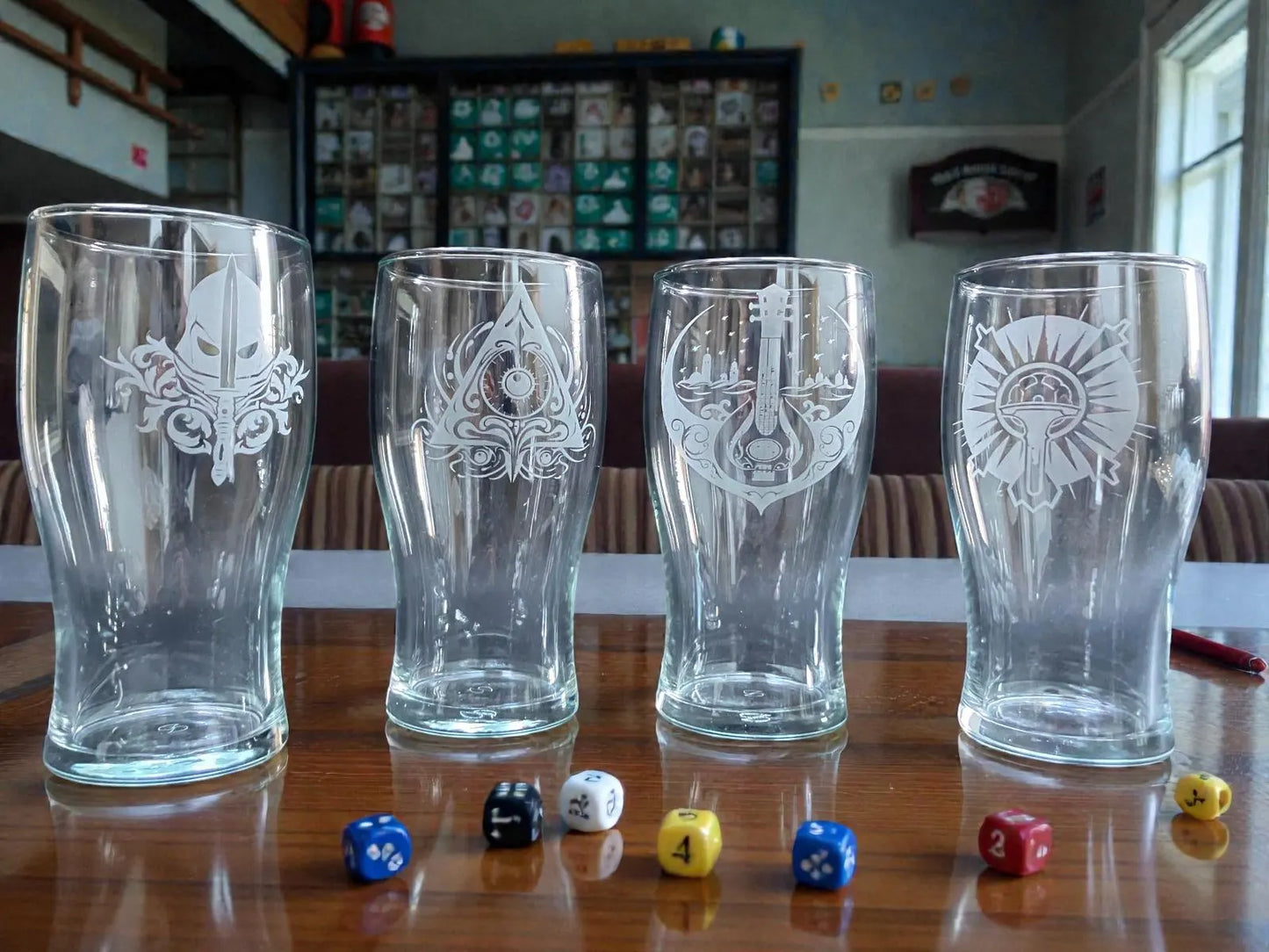 Engraved DnD Character  Pint Glasses choose from 12 designs