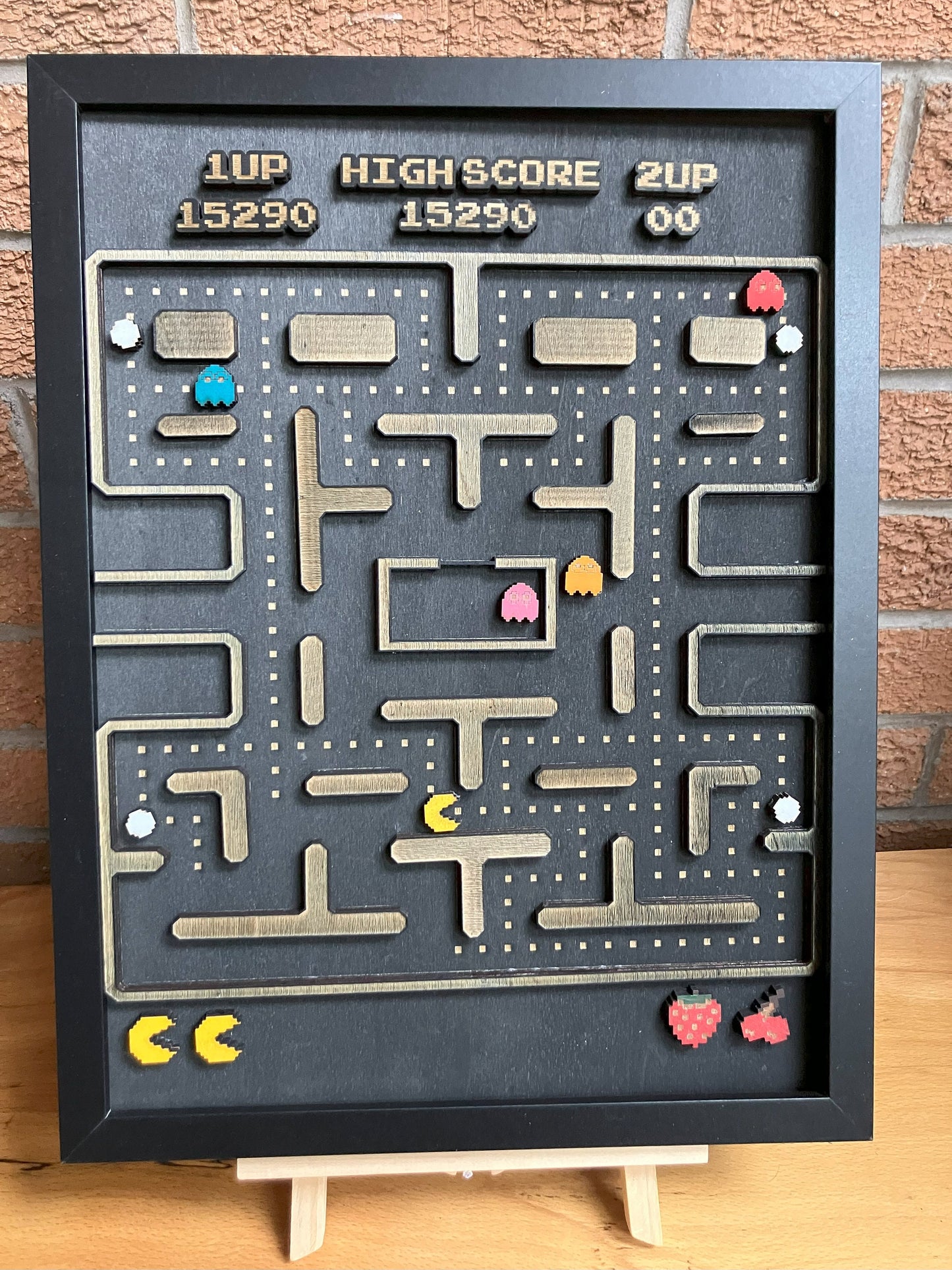 Pacman 3D Wooden Art Picture