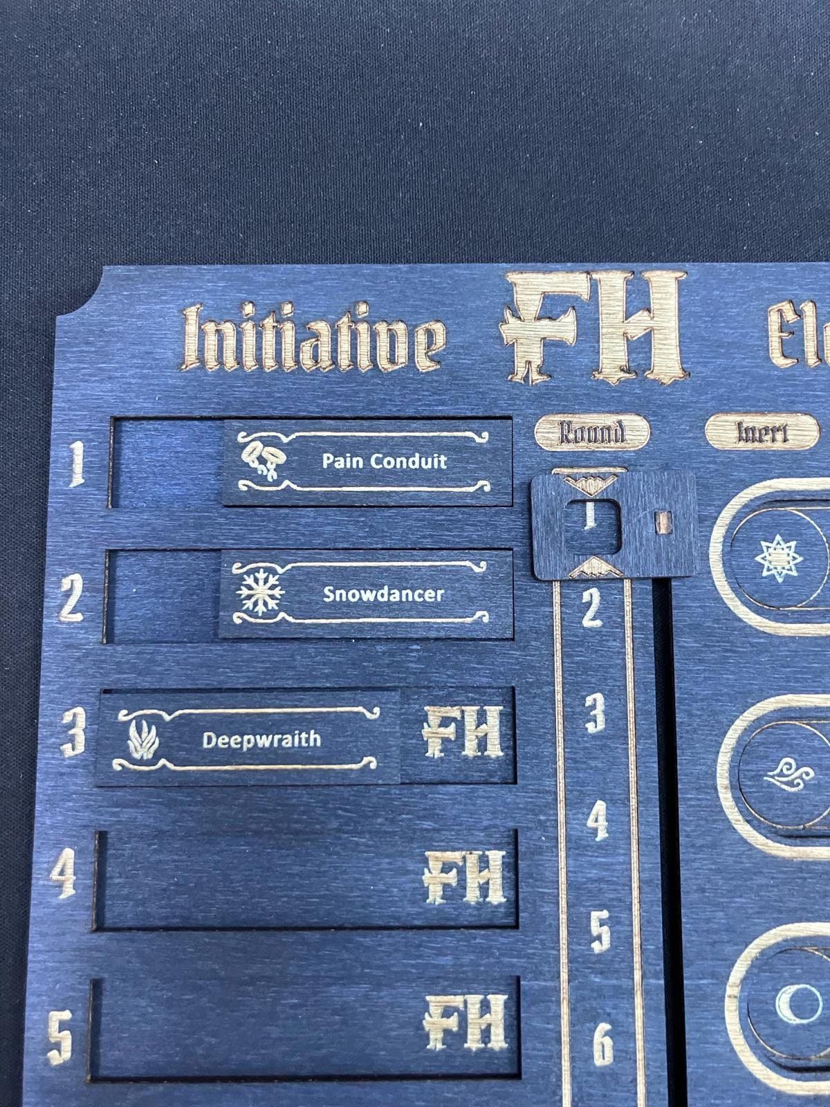 Gloomhaven - Frosthaven - Jaws of the Lion - Initiative and Element Tracker Combo and optional Character Tags