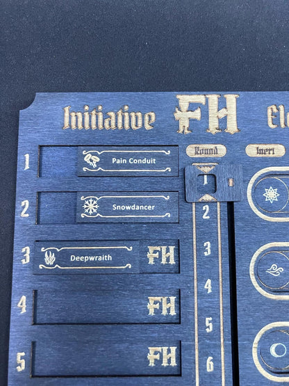 Gloomhaven - Frosthaven - Jaws of the Lion - Initiative and Element Tracker Combo and optional Character Tags