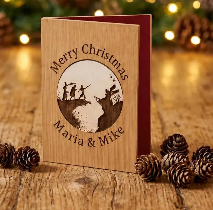 3 Brothers Christmas Card - Wooden Engraved Card - Magical Keepsake Gift
