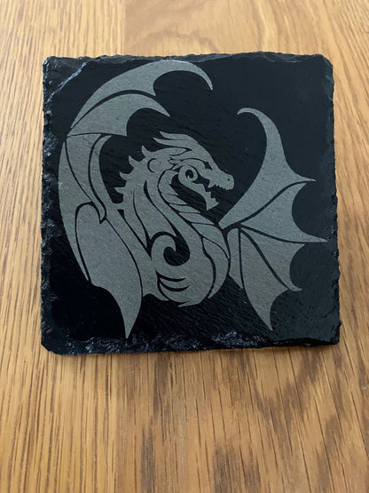 Set of 6 with Stand - DnD inspired slate coasters - 100mm x 100mm