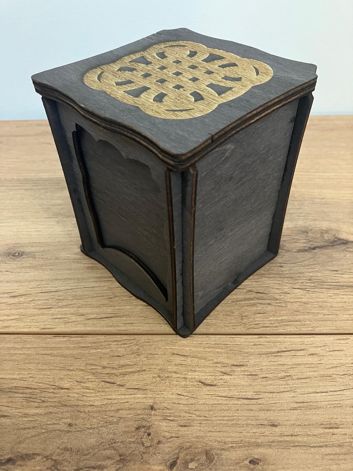 Wooden Framed Deck Box with integrated wooden hinges and magnetic latch