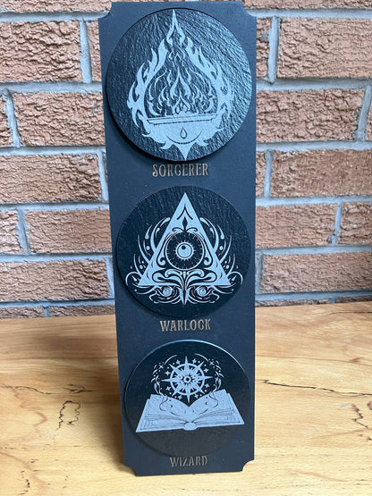 DnD Character Class Slate Coaster, 12 Designs, another view