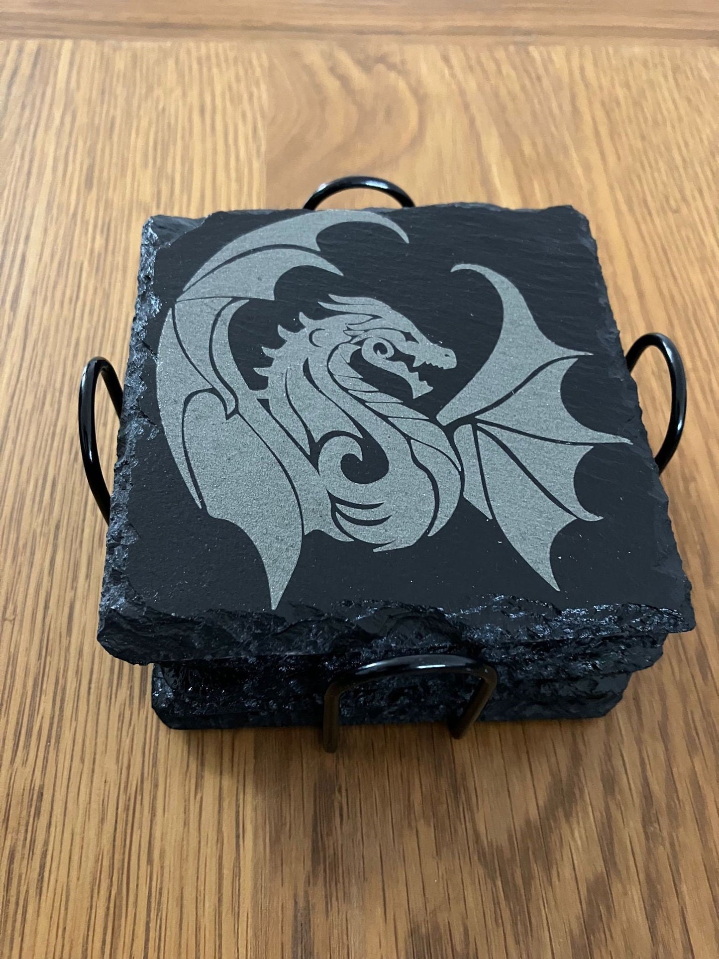Set of 6 with Stand - DnD inspired slate coasters - 100mm x 100mm