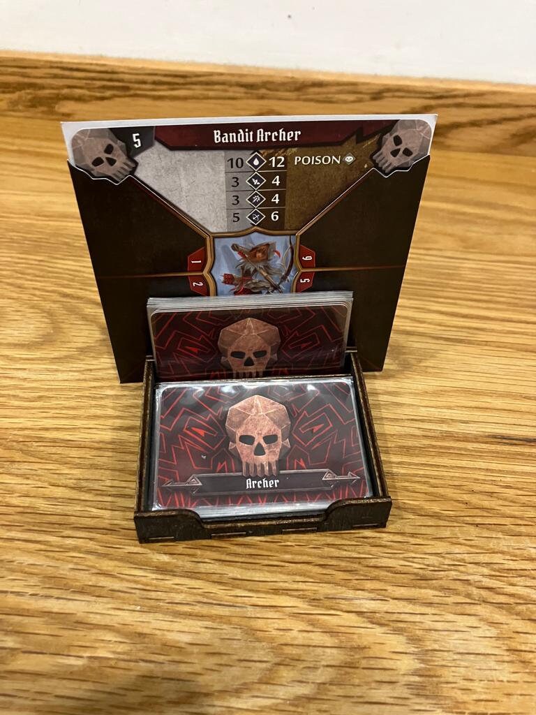 Gloomhaven - Frosthaven - Jaws of the Lion - Wooden - Monster Abilities Deck Holder - Sleeved