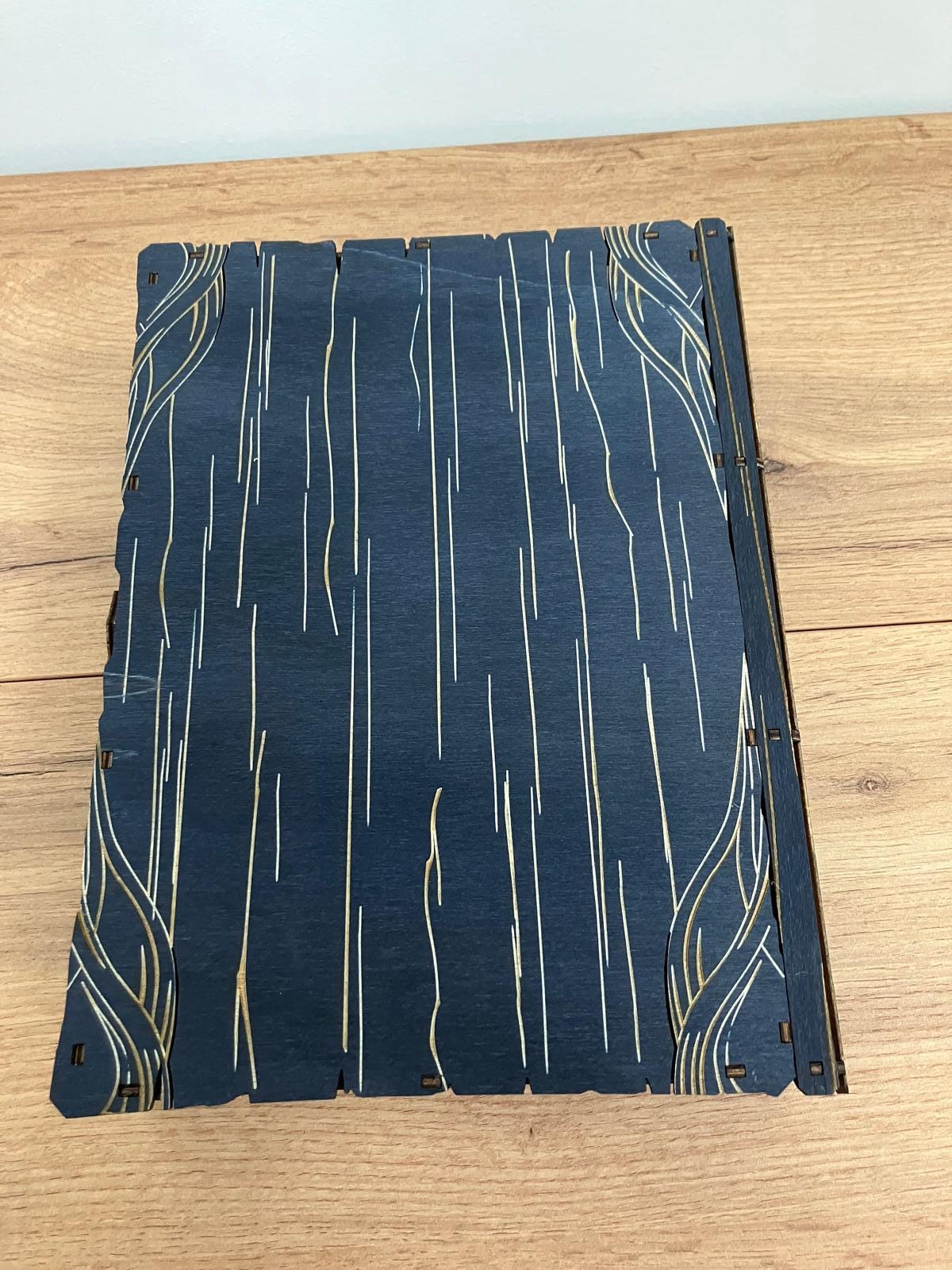 Engraved Wooden Medallion Book Box with integrated hinge and magnetic latch