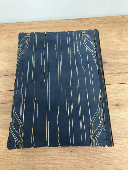 Engraved Wooden Medallion Book Box with integrated hinge and magnetic latch