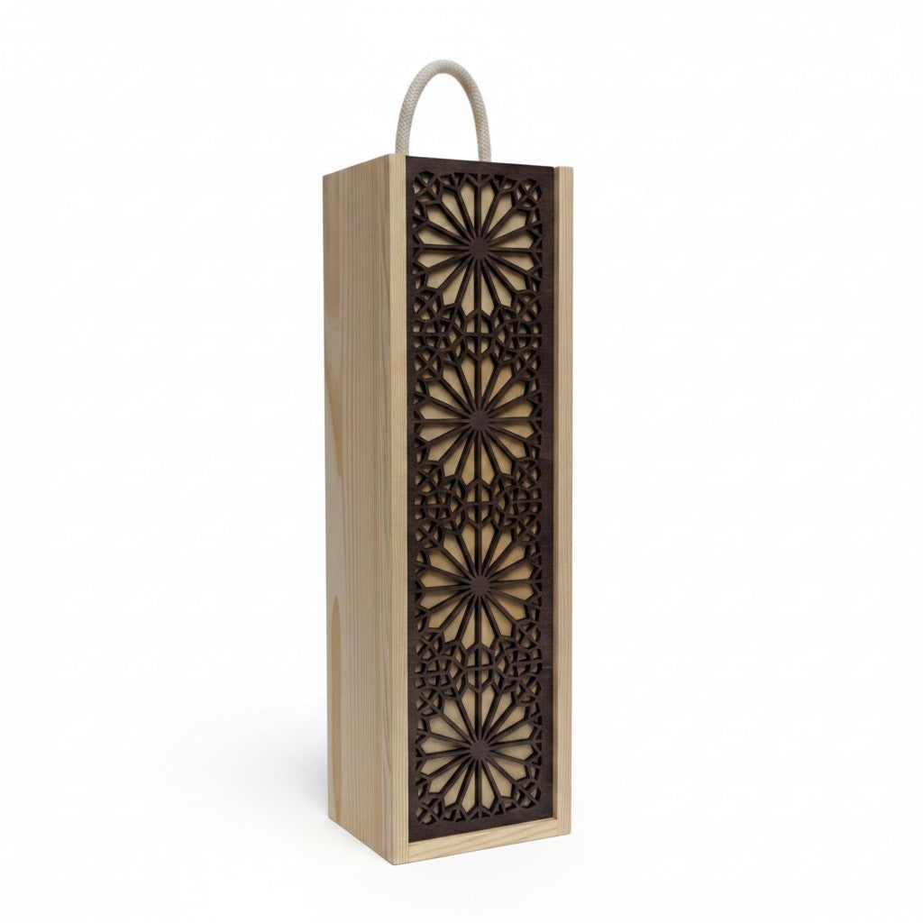 Bespoke Wooden Bottle Box - Laser Engraved - 12 Designs