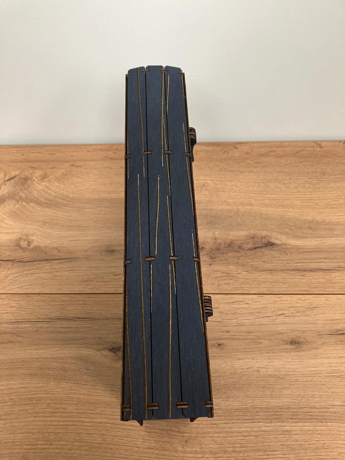 Engraved Wooden Medallion Book Box with integrated hinge and magnetic latch