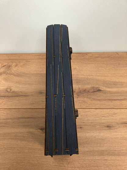 Engraved Wooden Medallion Book Box with integrated hinge and magnetic latch