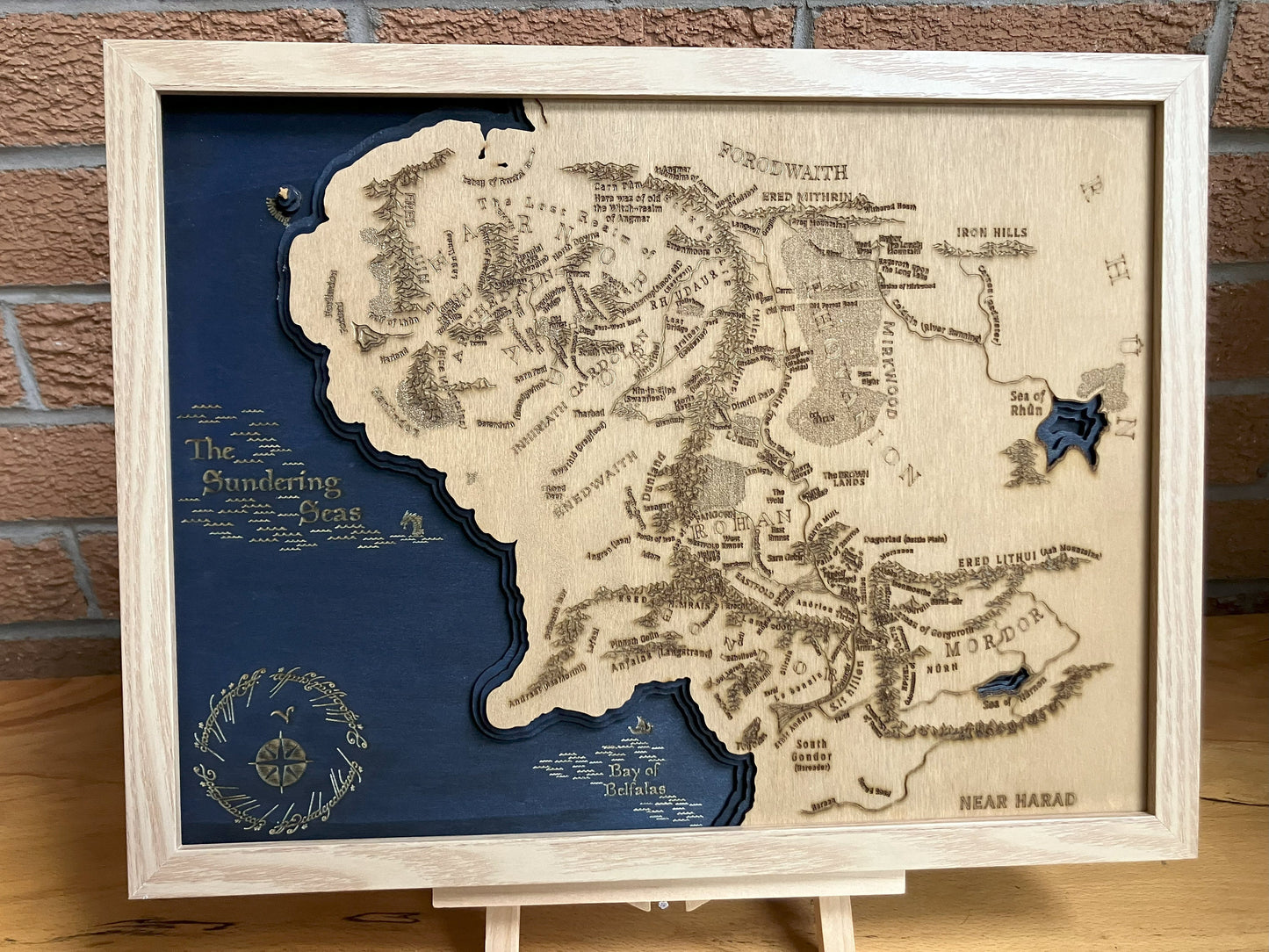 Lord of the Rings - Middle earth 3D Relief Map Wooden Art Picture