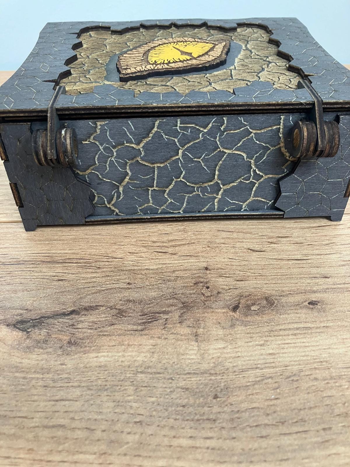 Wooden Dragon eye Box with wooden hinges