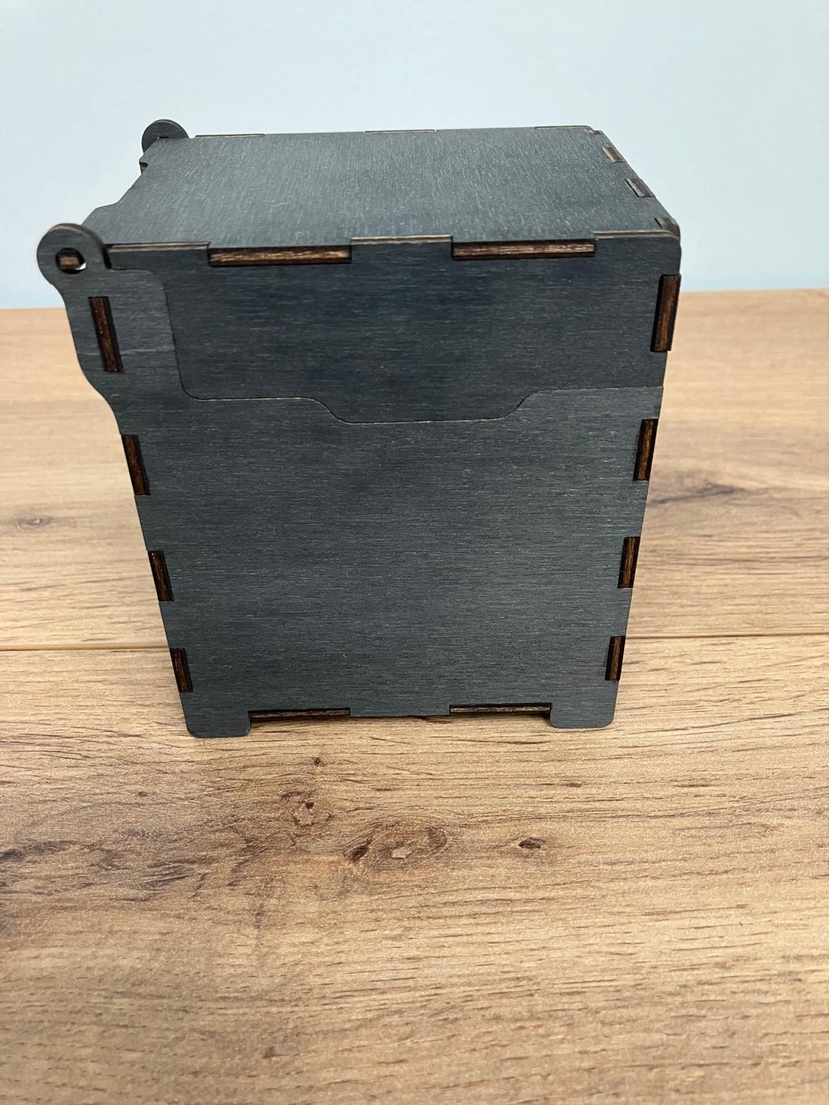 Wooden Deck Box with integrated wooden hinges