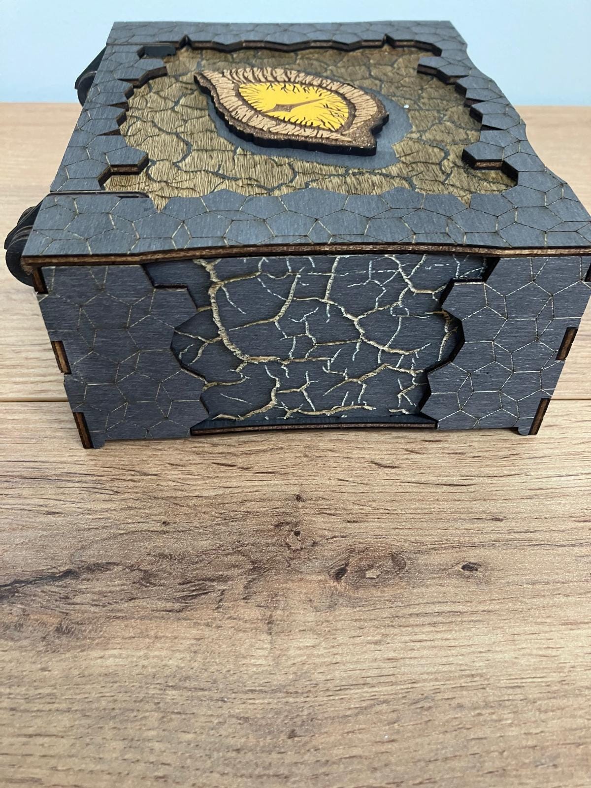 Wooden Dragon eye Box with wooden hinges