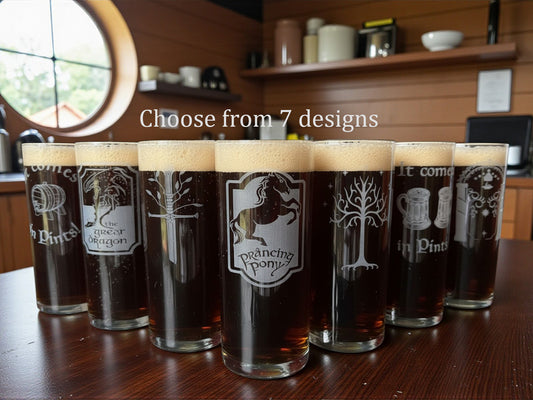 Engraved LotR inspired highball glass - choose from 7 designs