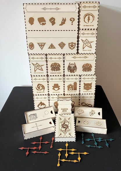 Arkham Horror "The Card Game". Triple Storage Box with optional extender (sold separately) - Sleeved - personalisation options available.