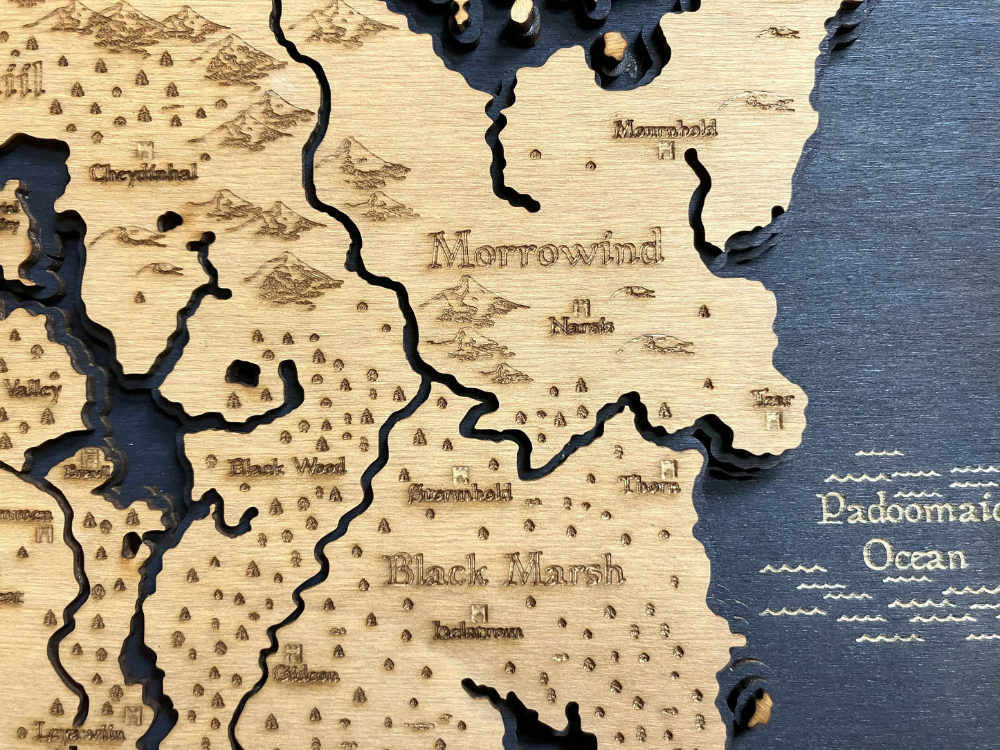 Tamriel  - Elder Scrolls 3D Relief Map Wooden Art Picture
