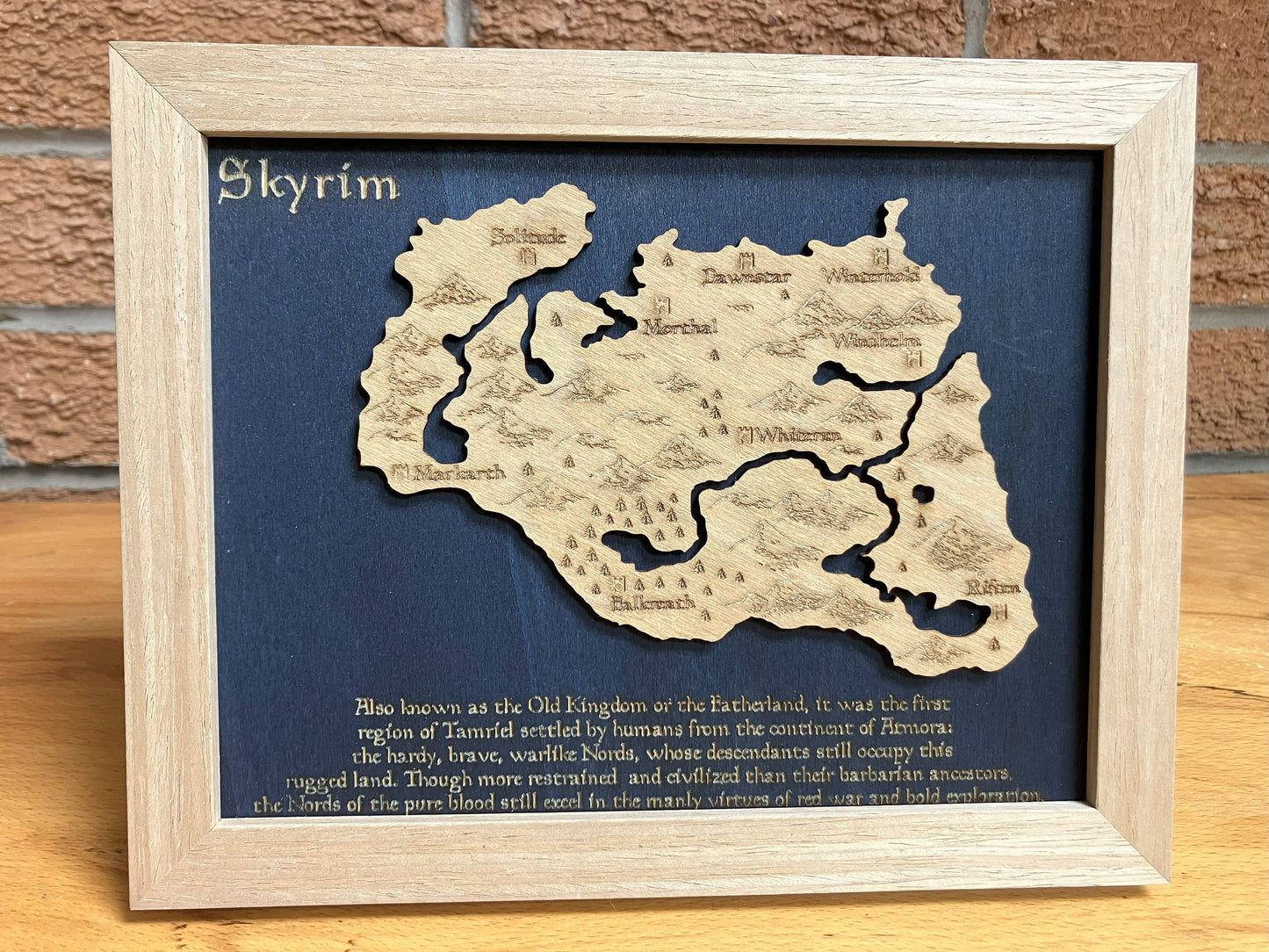 Skyrim - Tamriel  - Elder Scrolls 3D Relief Map Wooden Art Picture
