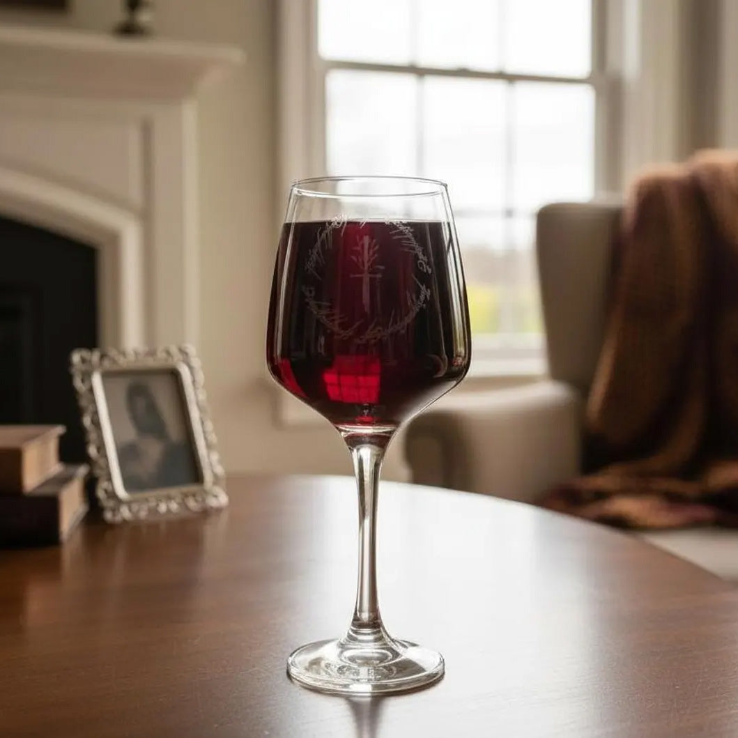 Personalised - Engraved LotR inspired Wine glass - choose from 6 designs
