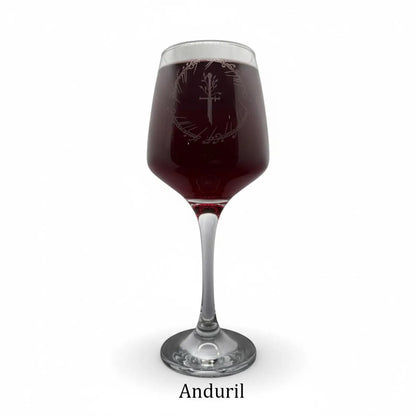 Personalised - Engraved LotR inspired Wine glass - choose from 6 designs