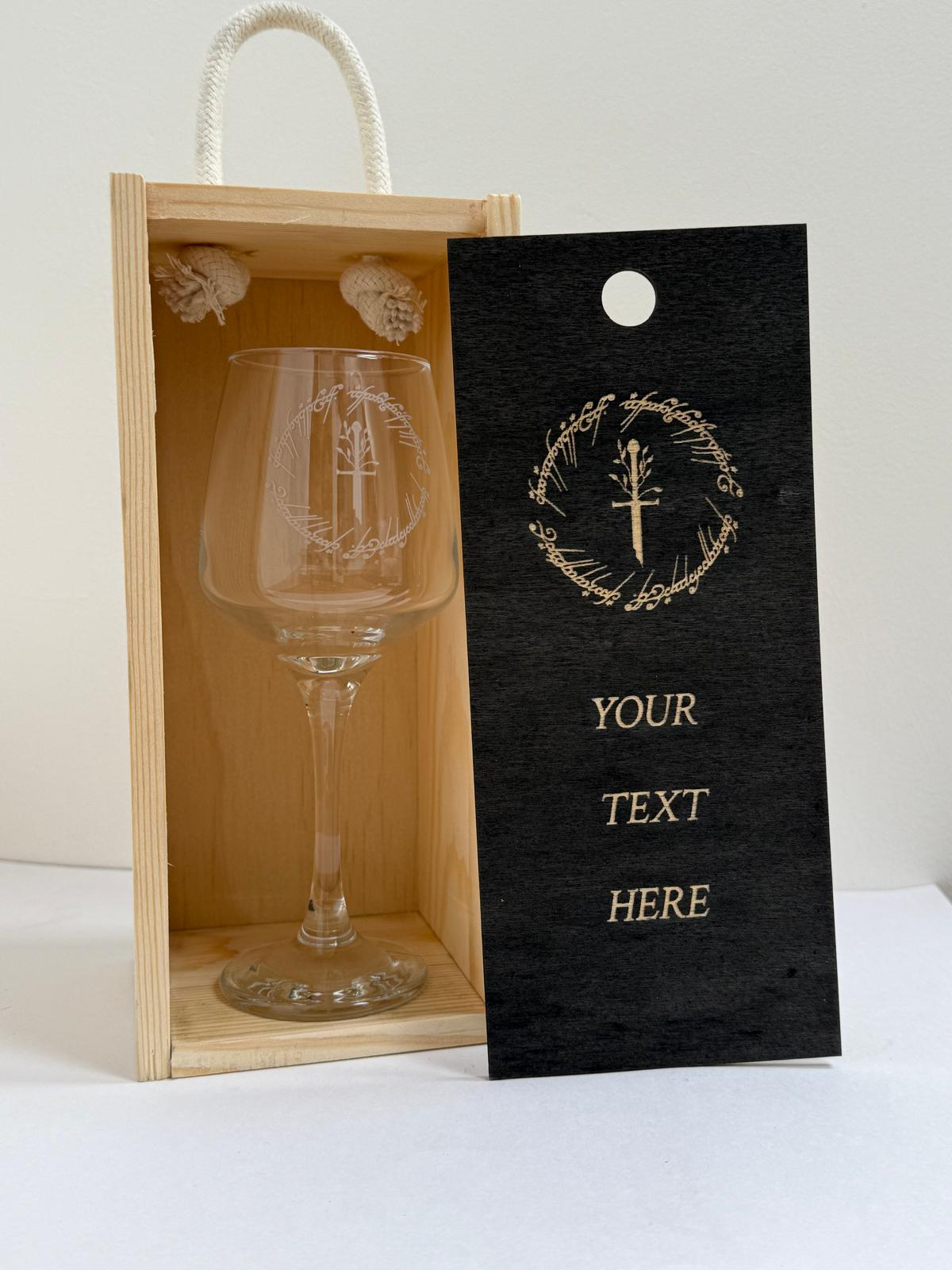 Personalised - Engraved LotR inspired Wine glass - choose from 6 designs