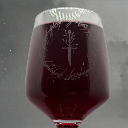 Personalised - Engraved LotR inspired Wine glass - choose from 6 designs