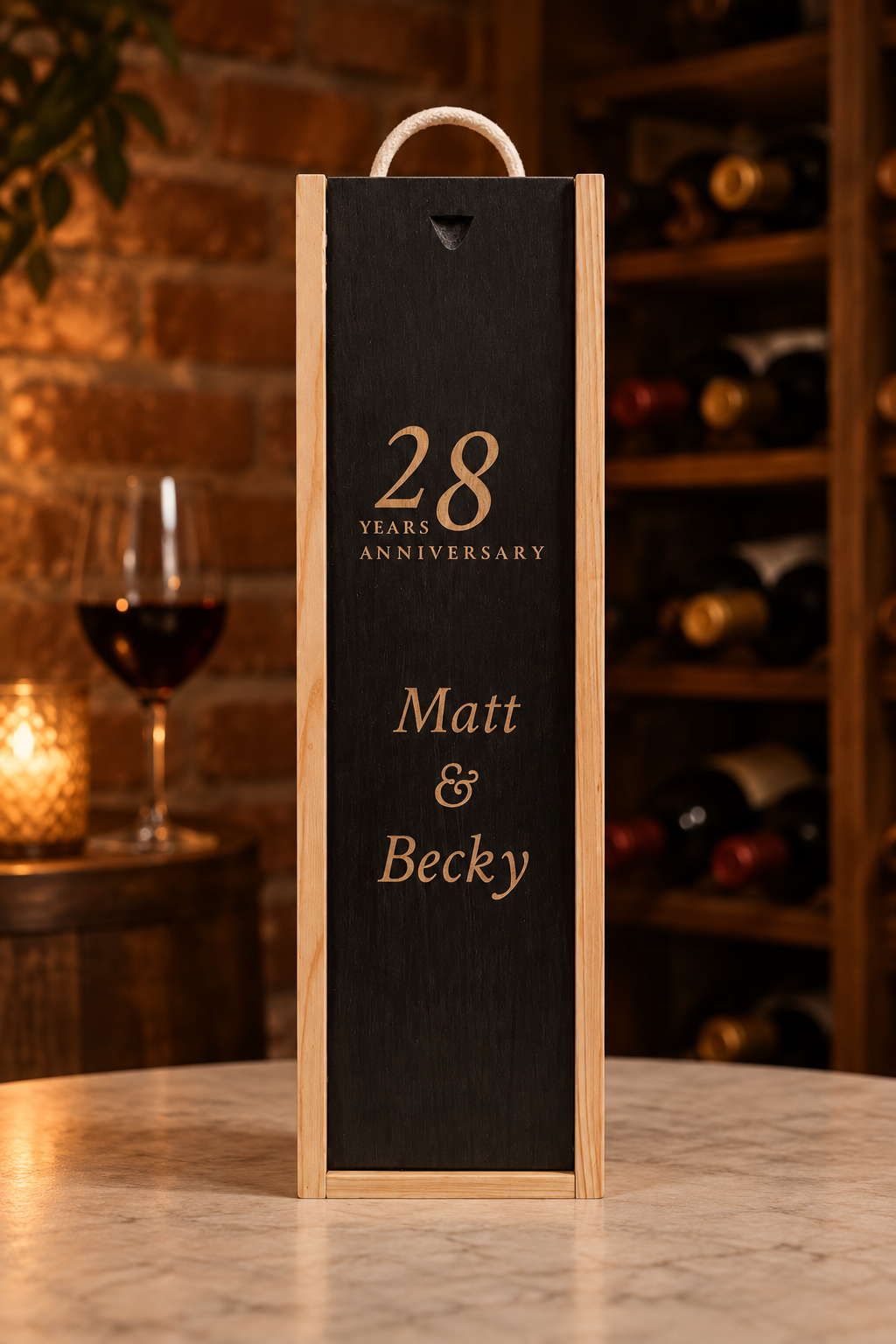 Personalised Wine Box Anniversary Celebration Custom Laser Engraved