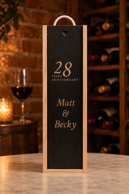 Personalised Wine Box Anniversary Celebration Custom Laser Engraved