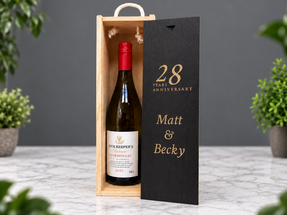 Personalised Wine Box Anniversary Celebration Custom Laser Engraved