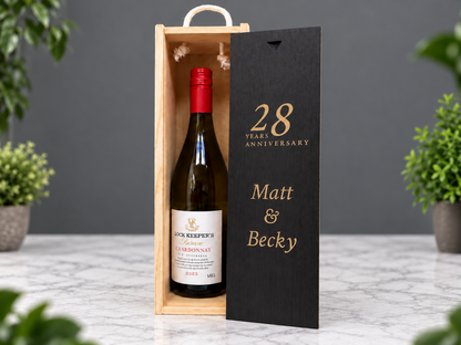 Personalised Wine Box Anniversary Celebration Custom Laser Engraved