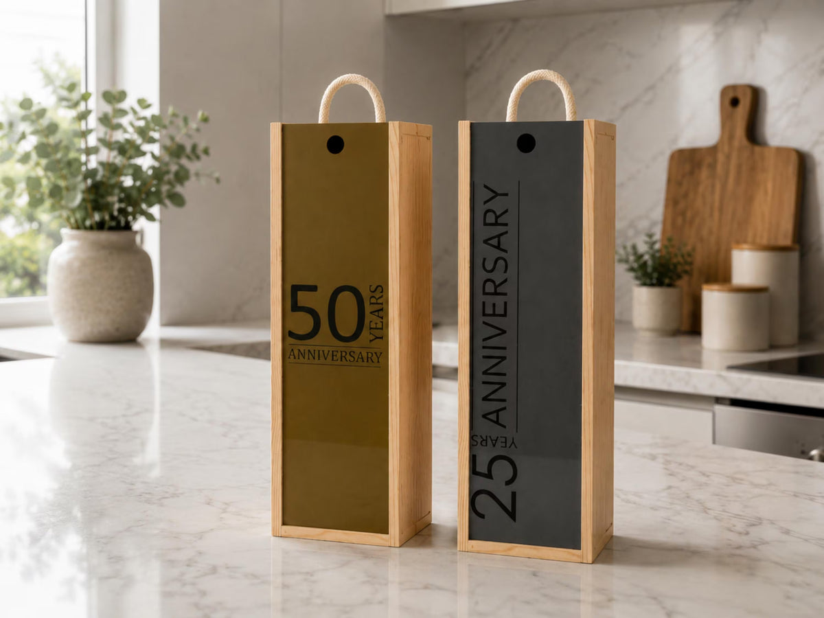 Personalised Wine Box Anniversary Celebration Custom Laser Engraved
