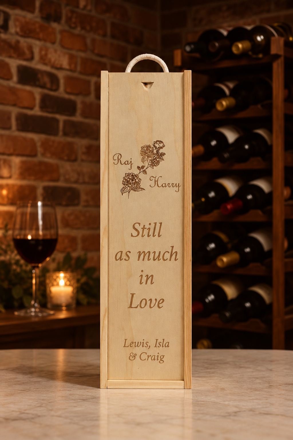 Personalised Wine Box Anniversary Celebration Custom Laser Engraved