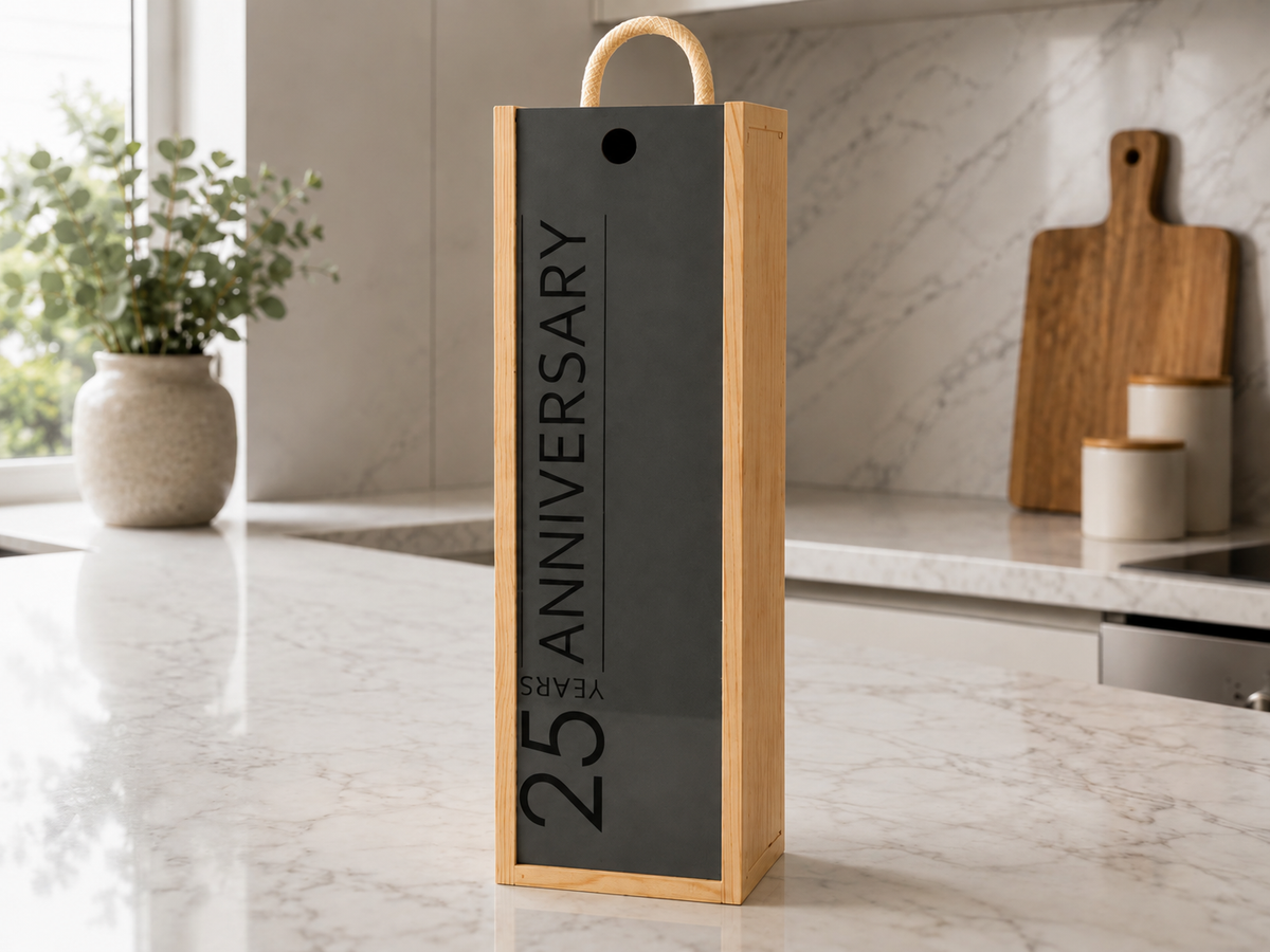 Personalised Wine Box Anniversary Celebration Custom Laser Engraved