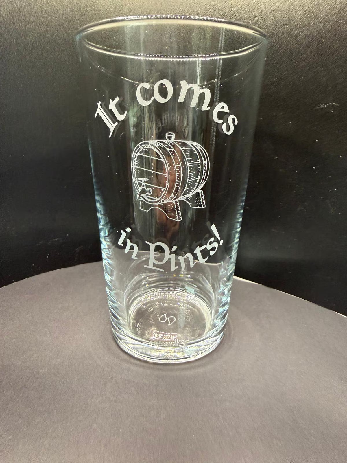 It Comes in Pints - Barrel - Engraved Pint Glass - Presentation Box