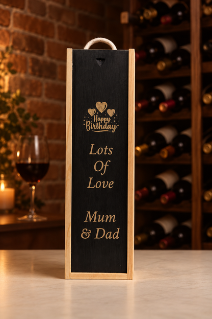 Personalised Wine Box Birthday Party Gift Custom Laser Engraved Gift for Him or Her Milestone 18th 21st 40th 50th