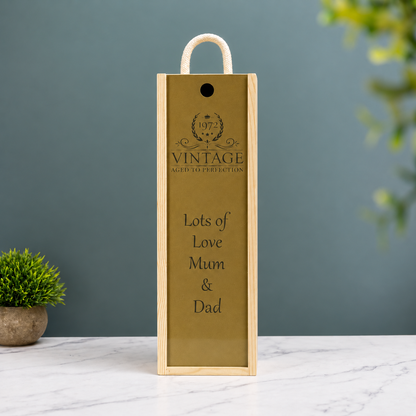 Personalised Wine Box Birthday Party Gift Custom Laser Engraved Gift for Him or Her Milestone 18th 21st 40th 50th