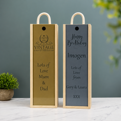 Personalised Wine Box Birthday Party Gift Custom Laser Engraved Gift for Him or Her Milestone 18th 21st 40th 50th