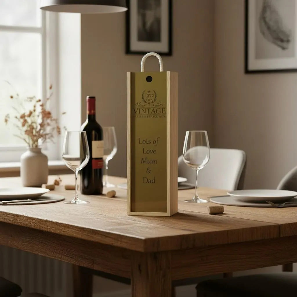 Personalised Wine Box Birthday Party Gift Custom Laser Engraved Gift for Him or Her Milestone 18th 21st 40th 50th