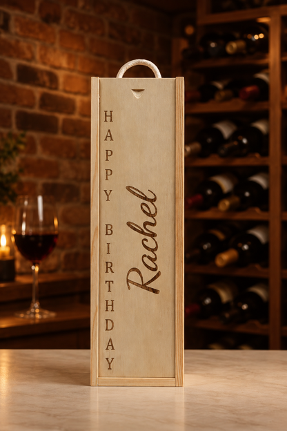 Personalised Wine Box Birthday Party Gift Custom Laser Engraved Gift for Him or Her Milestone 18th 21st 40th 50th