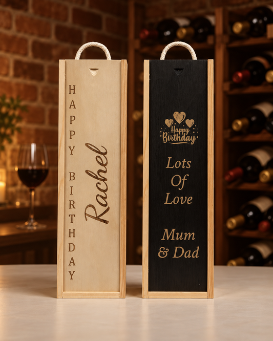 Personalised Wine Box Birthday Party Gift Custom Laser Engraved Gift for Him or Her Milestone 18th 21st 40th 50th
