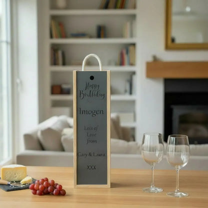 Personalised Wine Box Birthday Party Gift Custom Laser Engraved Gift for Him or Her Milestone 18th 21st 40th 50th