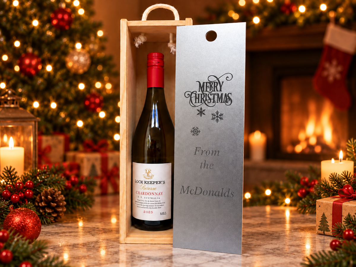 Personalised Wine Box Christmas Gift Thank You Custom Laser Engraved